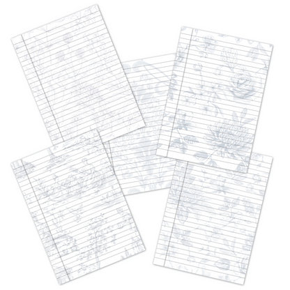 Blue Botanical Style Notebook Pages -  صفحات دفتر نباتي ازرق