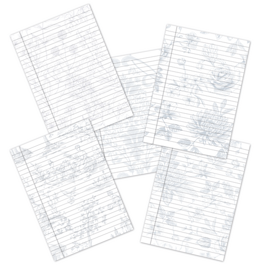 Blue Botanical Style Notebook Pages -  صفحات دفتر نباتي ازرق